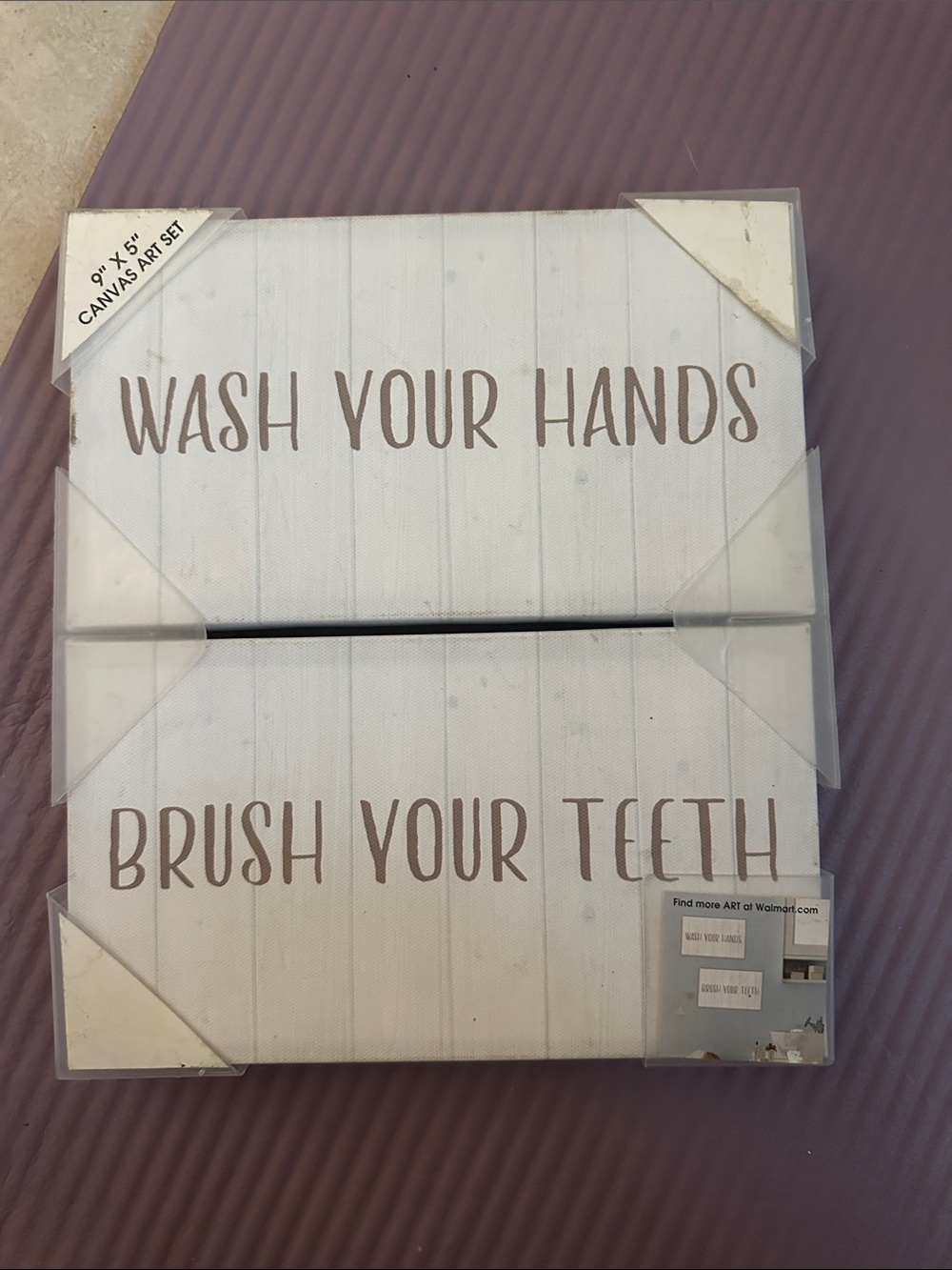 Wash Your Hands / Brush Your Teeth Wall Art - Neutral Taupe Set